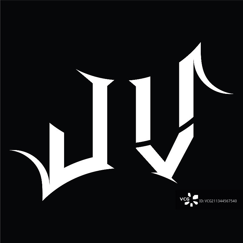 具有抽象形状设计的JV字母组合标志图片素材