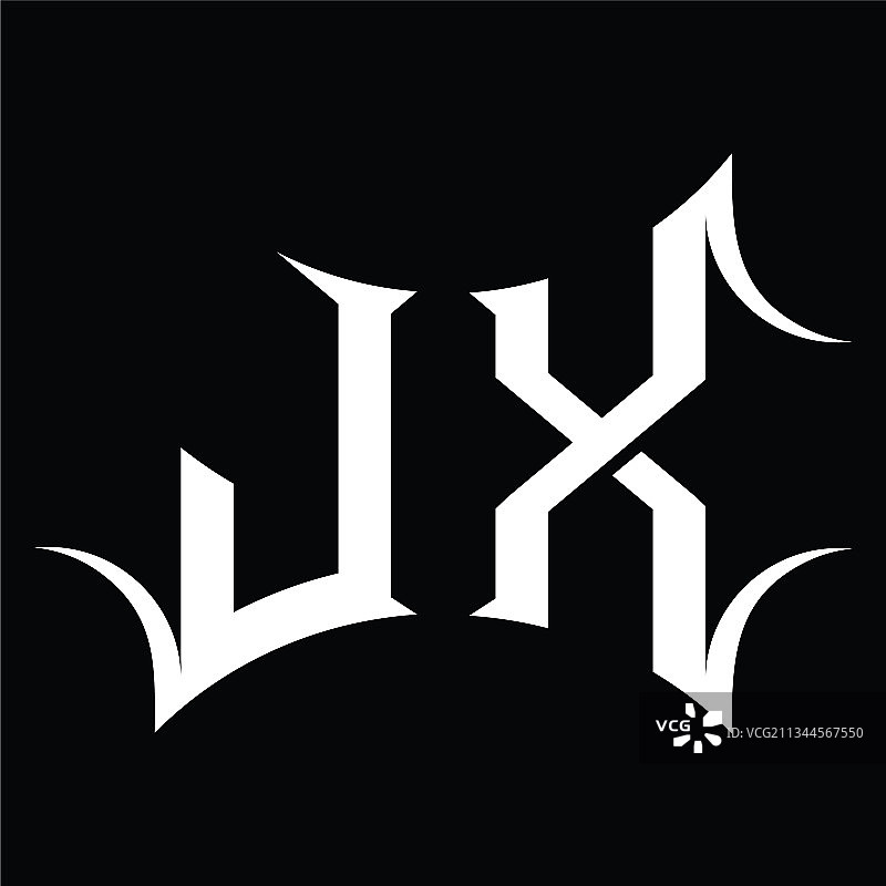 带有抽象形状设计的jx标志组合图片素材