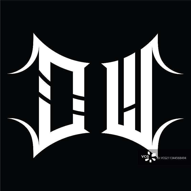 具有抽象形状设计的OW标志图片素材