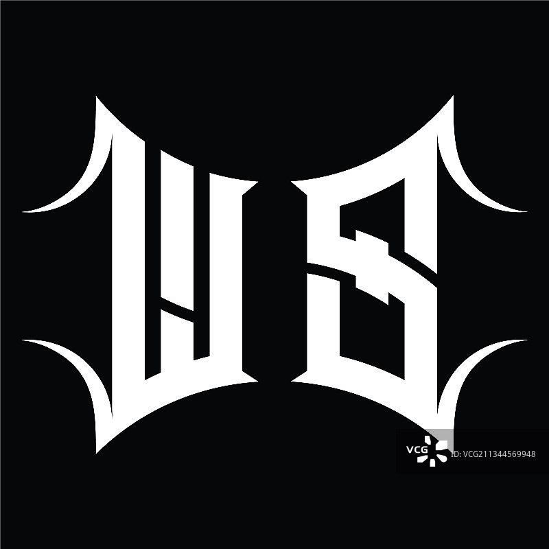具有抽象形状设计的WS标志字母组合图片素材