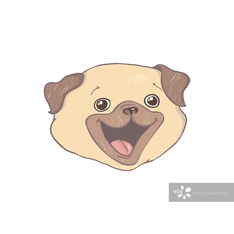 有趣的哈巴狗幽默贺卡T恤肖像图片素材