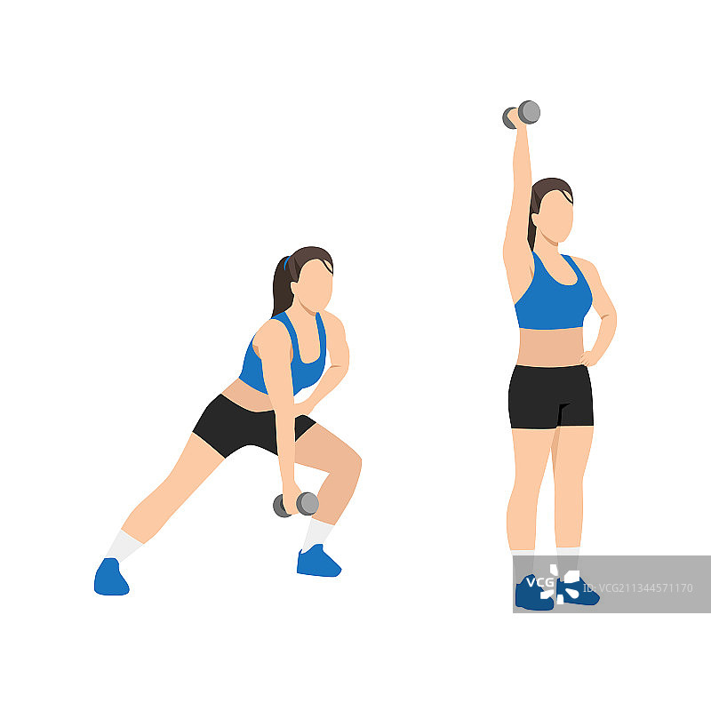 女人做滑步按压运动图片素材