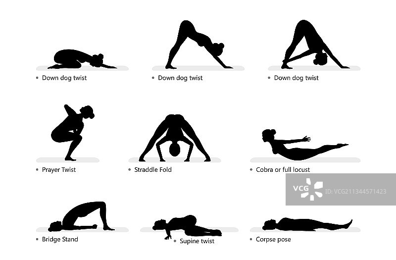 瑜伽姿势合集图片素材