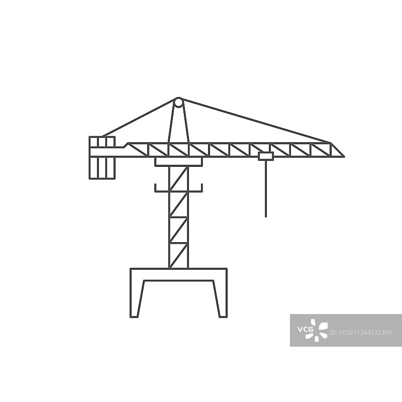 建筑起重机线条轮廓图标图片素材