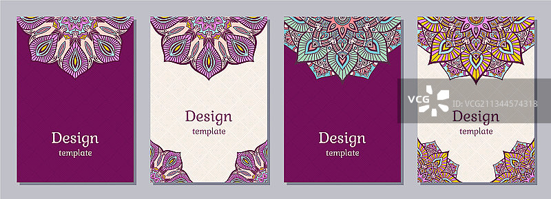四张具有民族风情的彩色卡片或宣传单图片素材