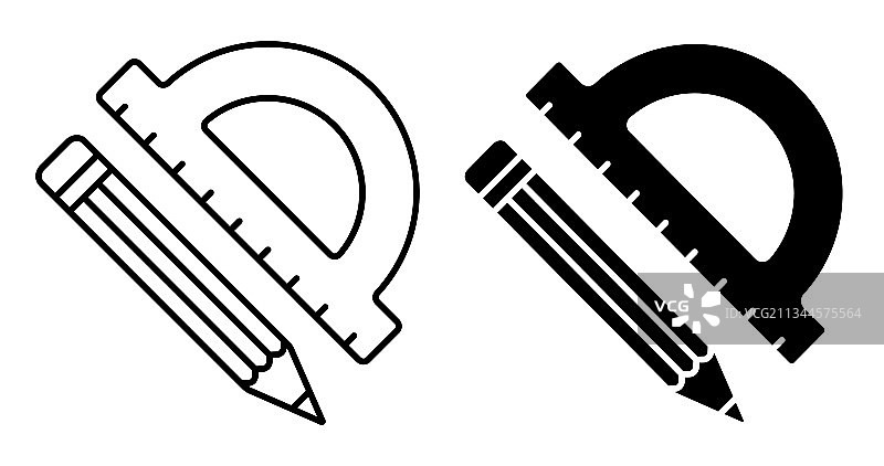 用于素描的铅笔和学校量角器图片素材