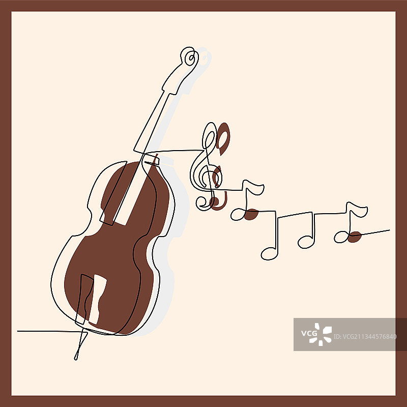 小提琴音乐连续线条画图片素材