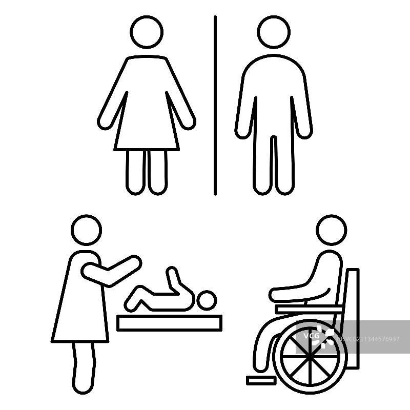 男女卫生间及残疾人图标图片素材