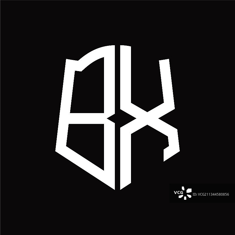 带盾形缎带设计的BX标志图案图片素材