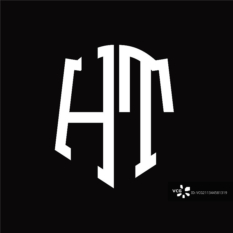 HT首字母盾牌丝带设计logo图片素材
