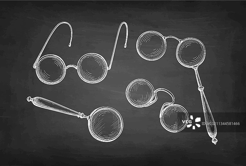 粉笔画复古眼镜图片素材