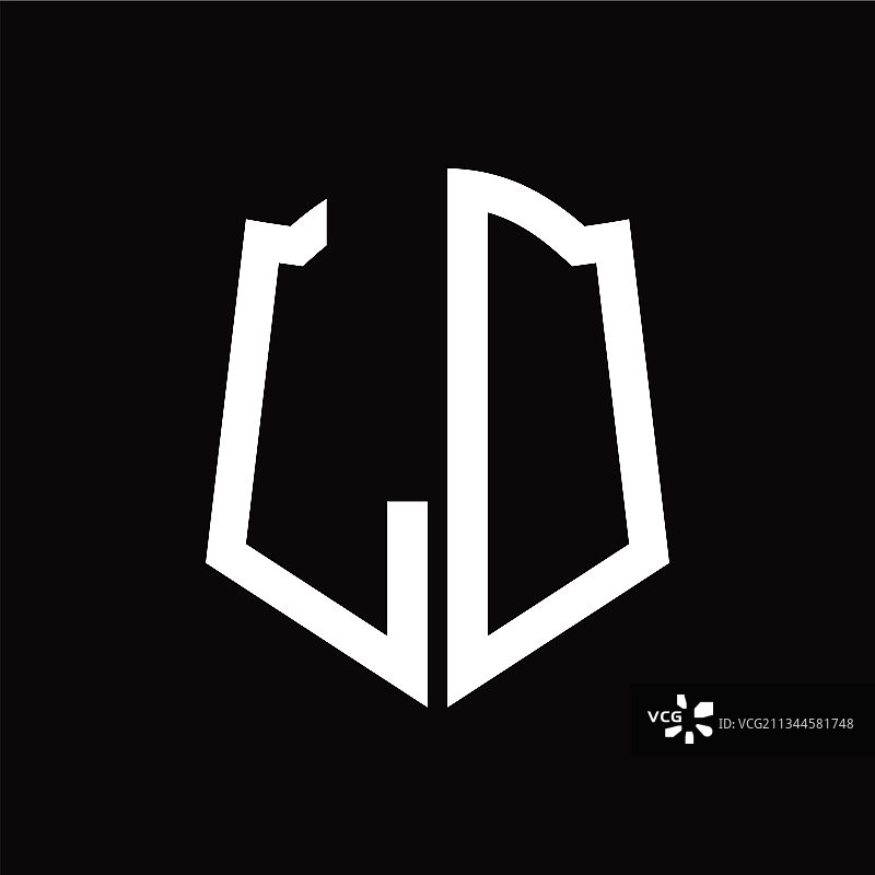 LD标志字母组合与盾形丝带设计图片素材