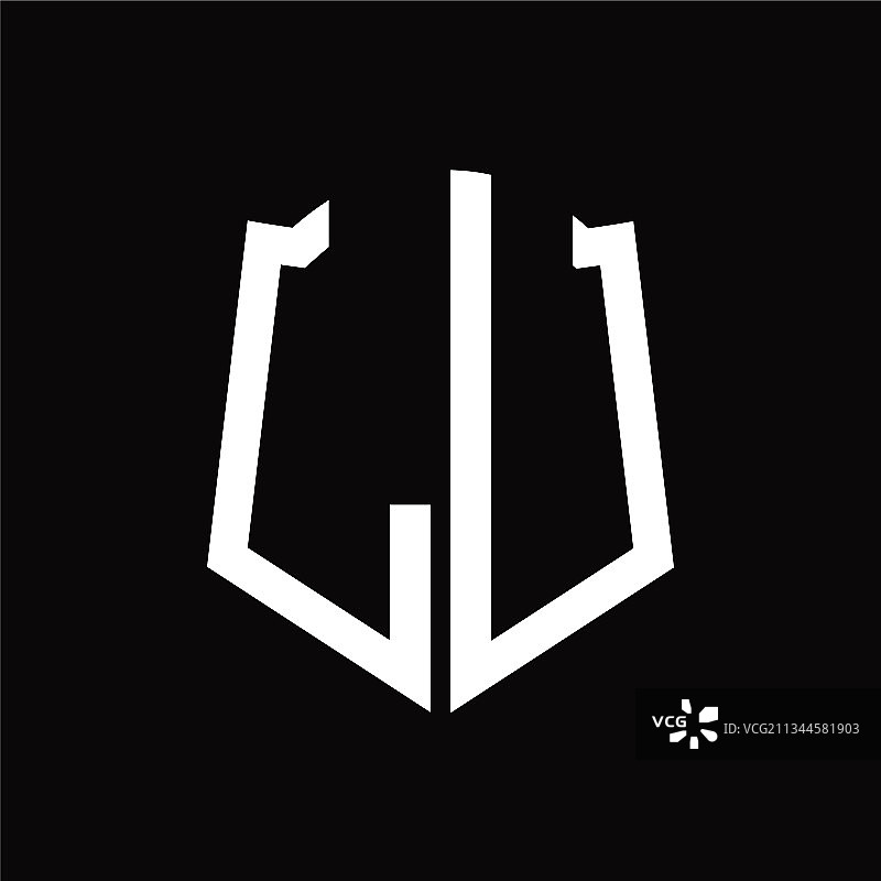 带有盾牌形缎带设计的LU字母组合图片素材