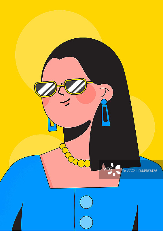 长发时尚女孩头像插画图片素材