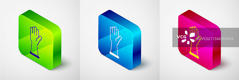 2.5D橡胶手套图标，灰色背景图片素材