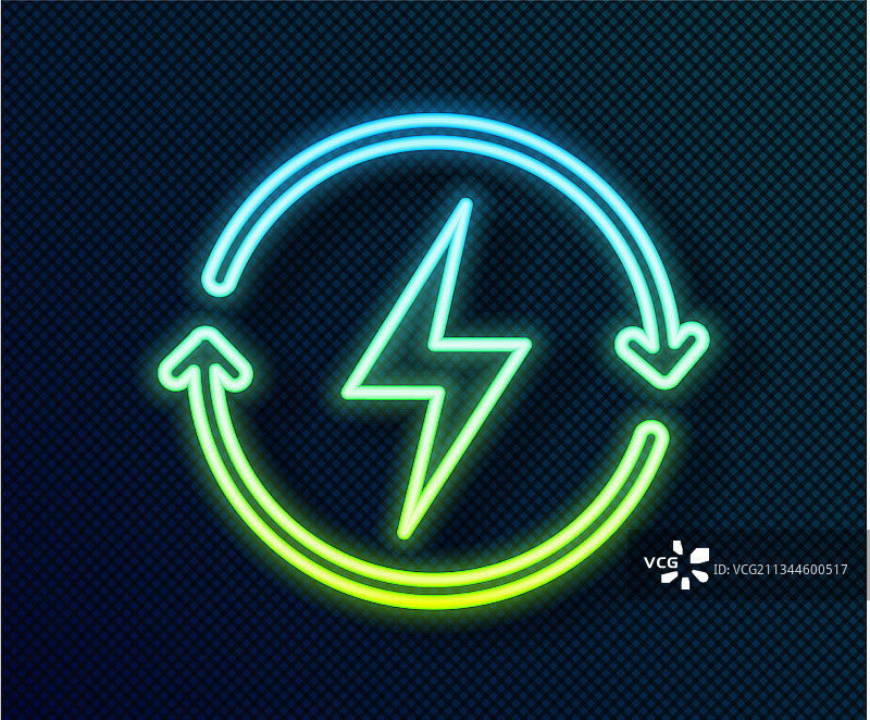 发光的霓虹灯线充电图标图片素材