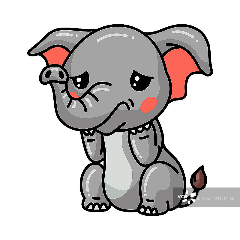 可爱的卡通小象哭泣伤心图片素材