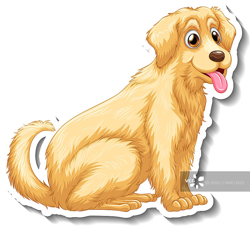 金毛犬隔离贴纸设计图片素材