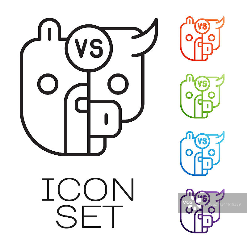 黑色线条牛和熊股票市场符号图片素材