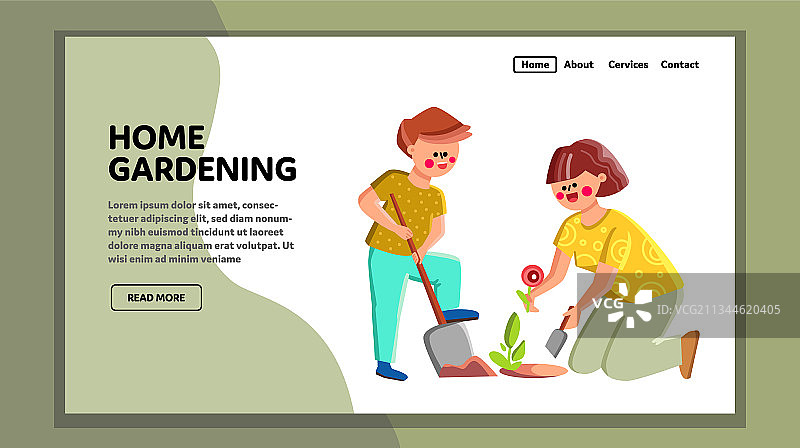 家庭园艺：儿子和母亲在一起图片素材