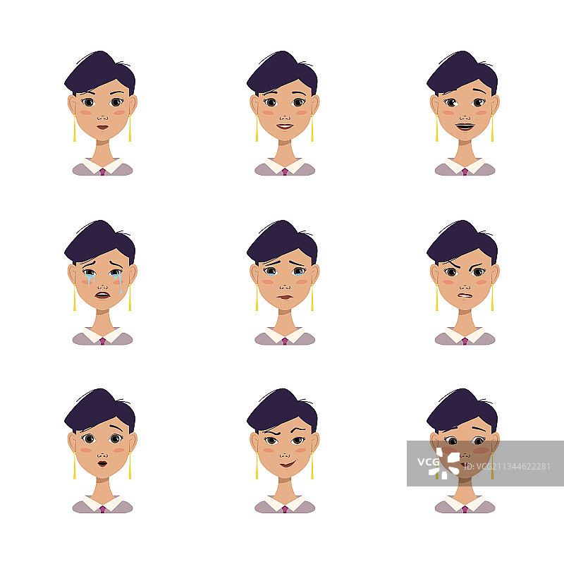 不同情绪的女人头像合集图片素材
