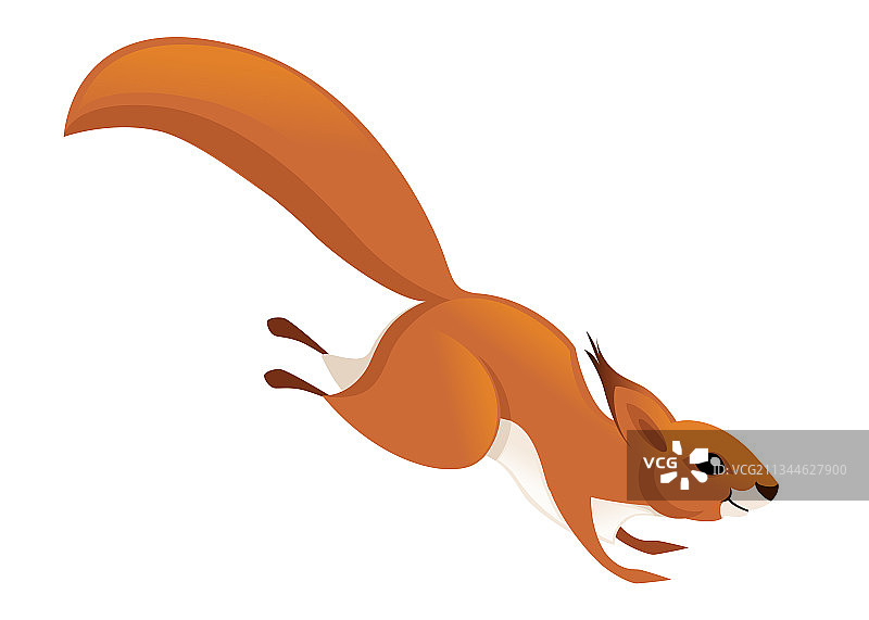 向下跳跃的卡通小松鼠（侧视图）图片素材