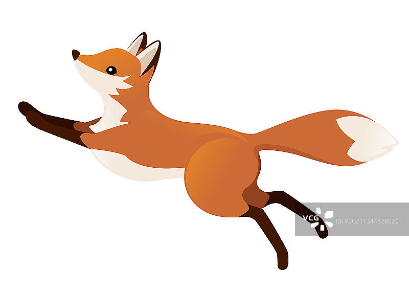 可爱的红色跳跃小狐狸卡通动物形象图片素材