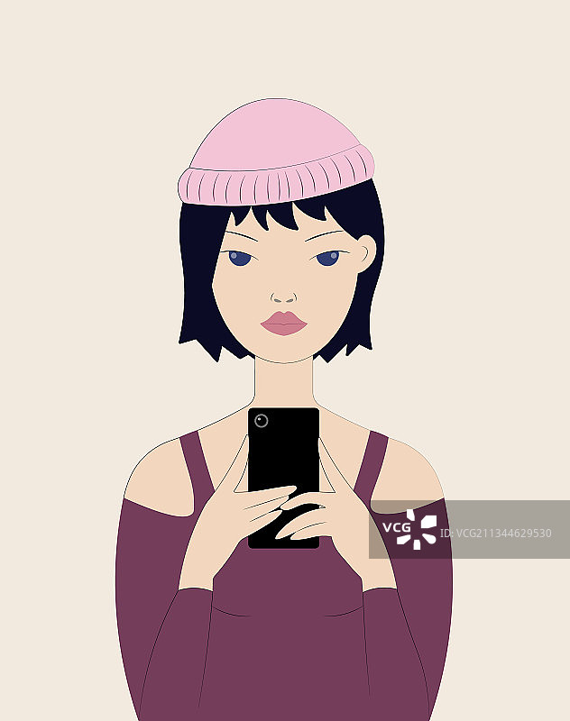 用黑色智能手机自拍的青少年图片素材