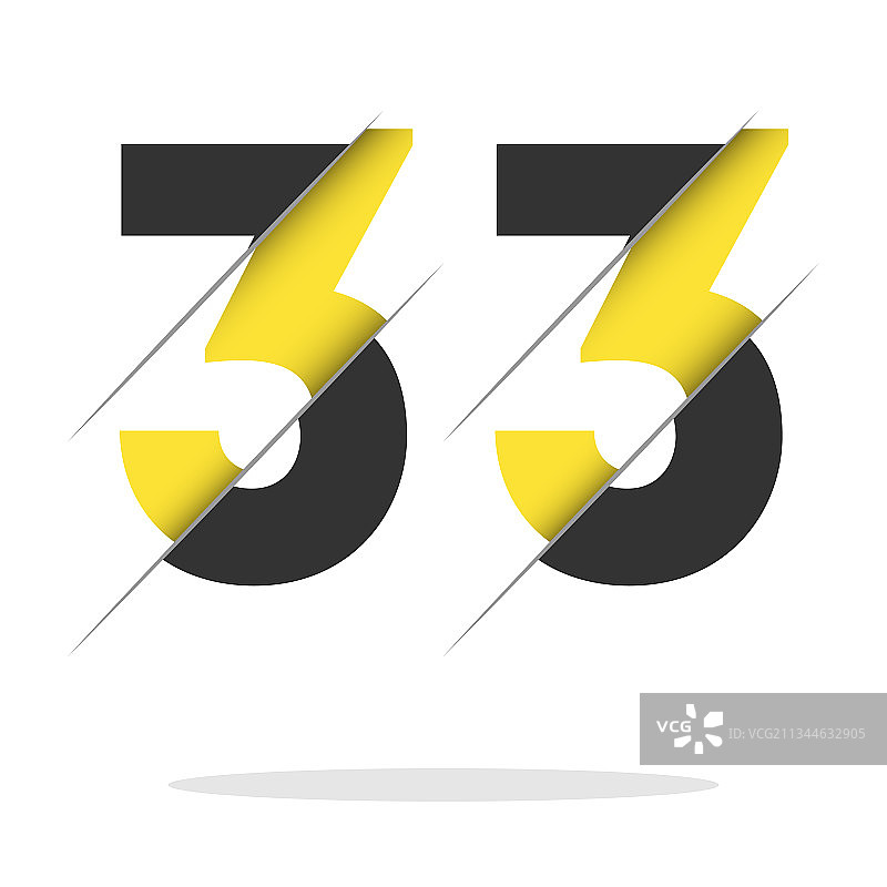 创意切割33数字标志设计图片素材