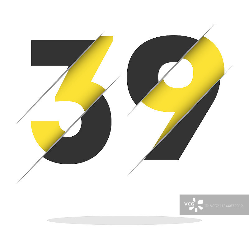 39黑色黄色数字logo设计对半切割图片素材