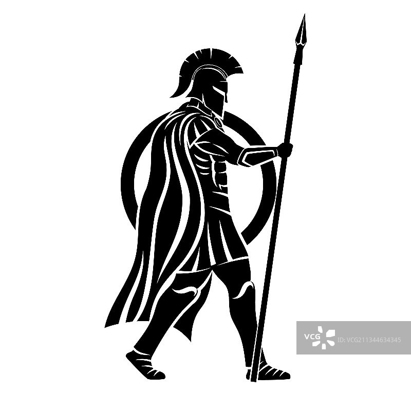 手持矛和盾的斯巴达勇士图片素材