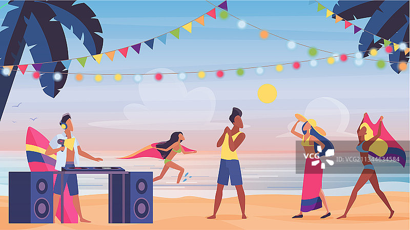 夏日海滩音乐休闲人群图片素材