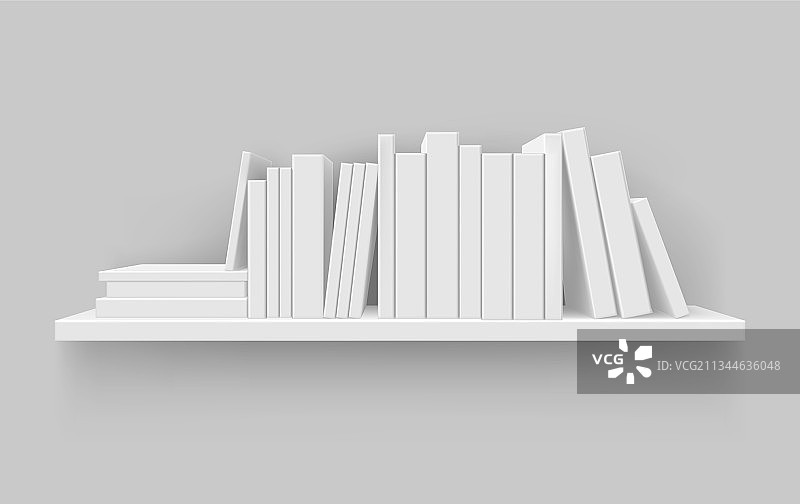 带有空白书的逼真书架图片素材