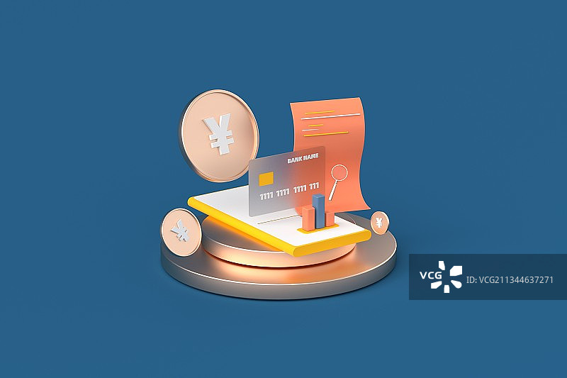 3d渲染金融支付消费场景插图图片素材