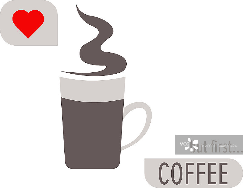 带烟雾对话框和爱心的咖啡杯图片素材