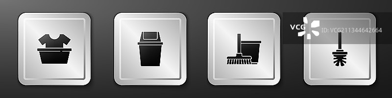 盆、衬衫、垃圾桶、拖把和水桶素材图片素材