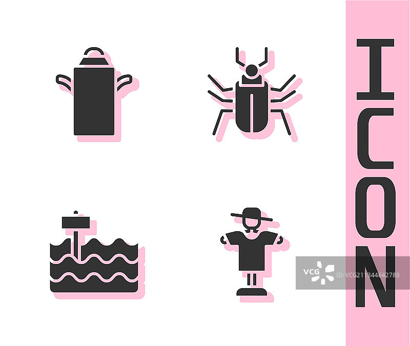 稻草人牛奶罐花园苗圃图片素材