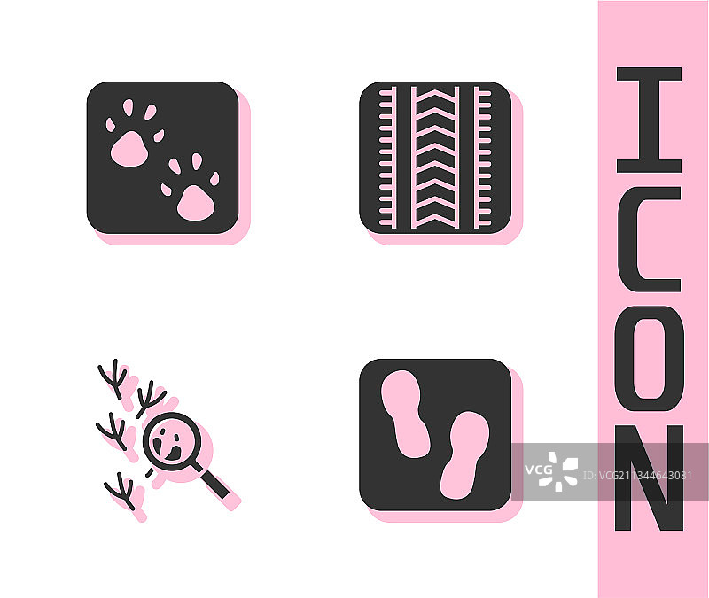 人类足迹、鞋子、爪子、鸟和轮胎印图片素材