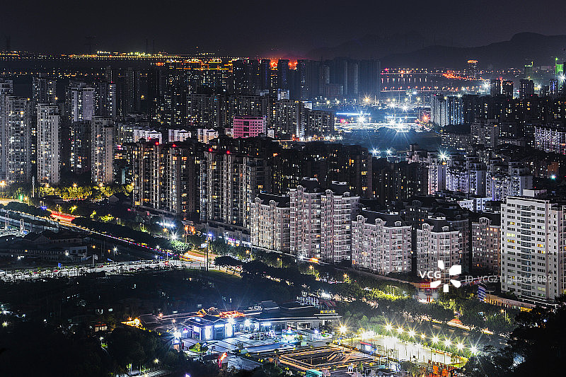 万家灯火——浙江温州鹿城杨府山夜景 龙湾 新城 蒲州 雁湖图片素材