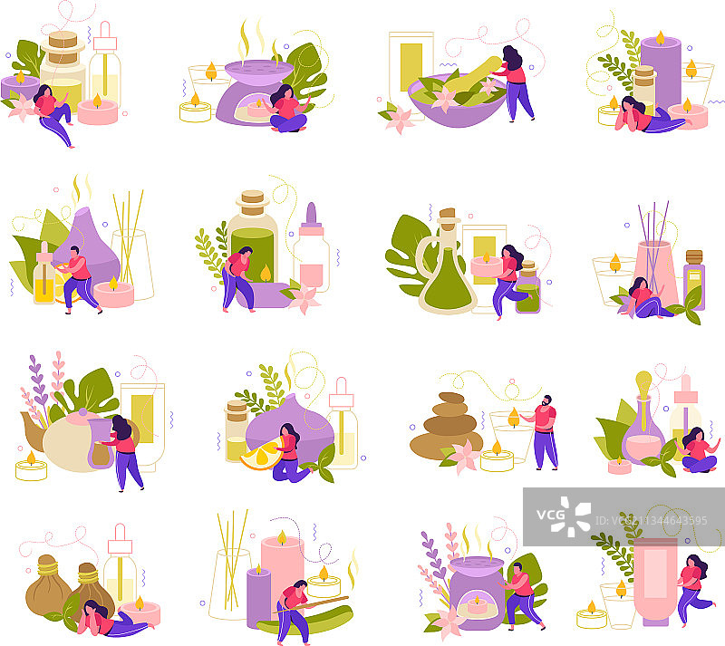 4x4扁平风格香薰图标图片素材