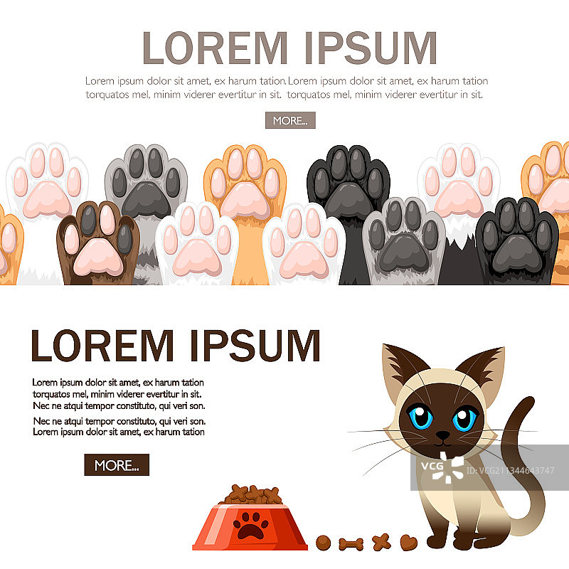 不同颜色的猫爪图标可爱猫咪合集图片素材