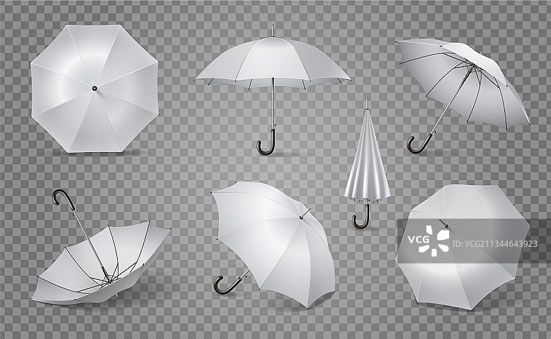 白色孤立现实的伞图标设置图片素材