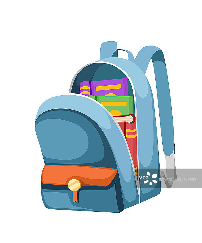 彩色打开的书包与书籍背包图片素材