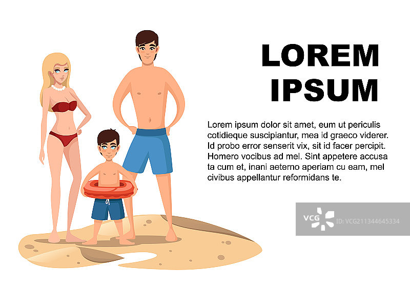 年轻家庭在沙滩上图片素材