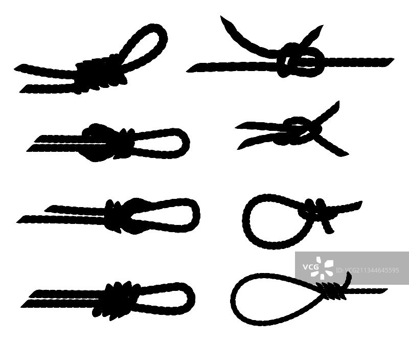 航海绳结黑色轮廓合集图片素材
