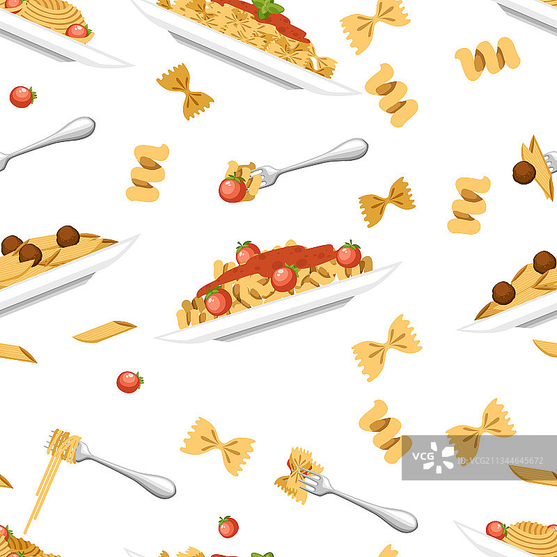 四种意大利面无缝图案图片素材