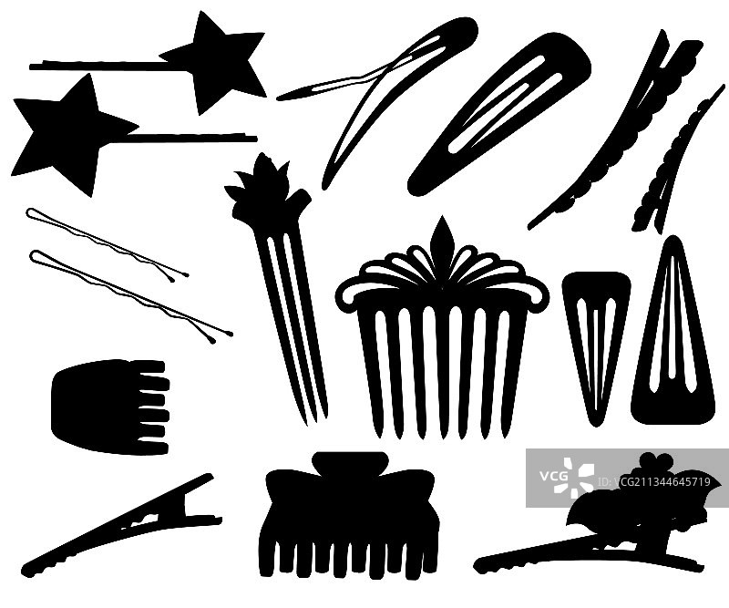 发饰发夹黑色剪影合集图片素材