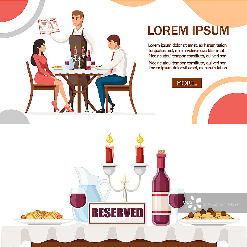 男人和女人在餐厅约会，有服务员图片素材
