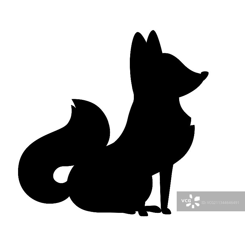 黑色剪影可爱的狐狸杂食哺乳动物图片素材