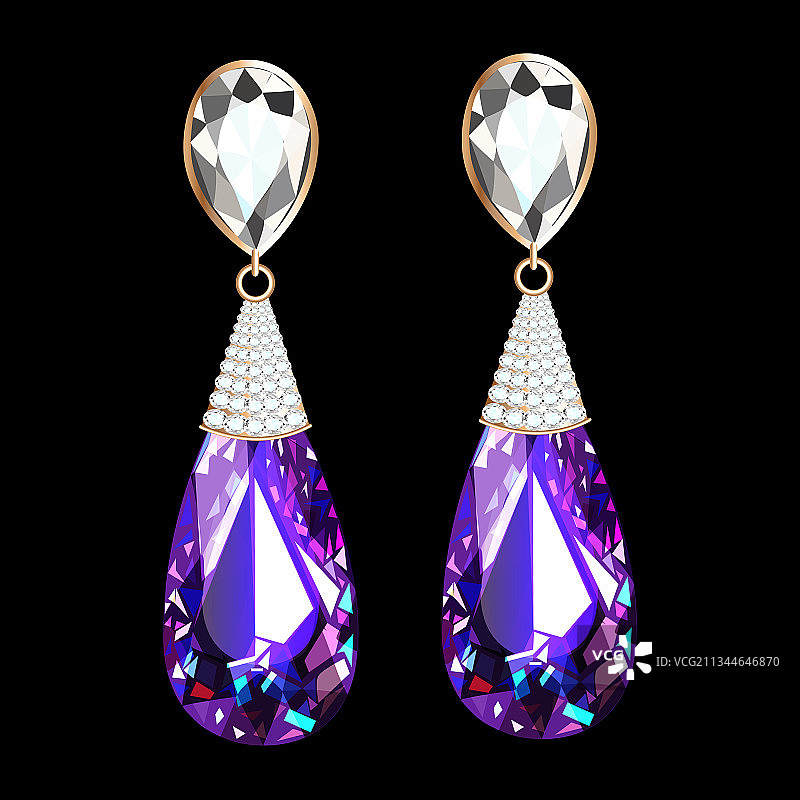 一套镶嵌宝石的金色耳环珠宝图片素材